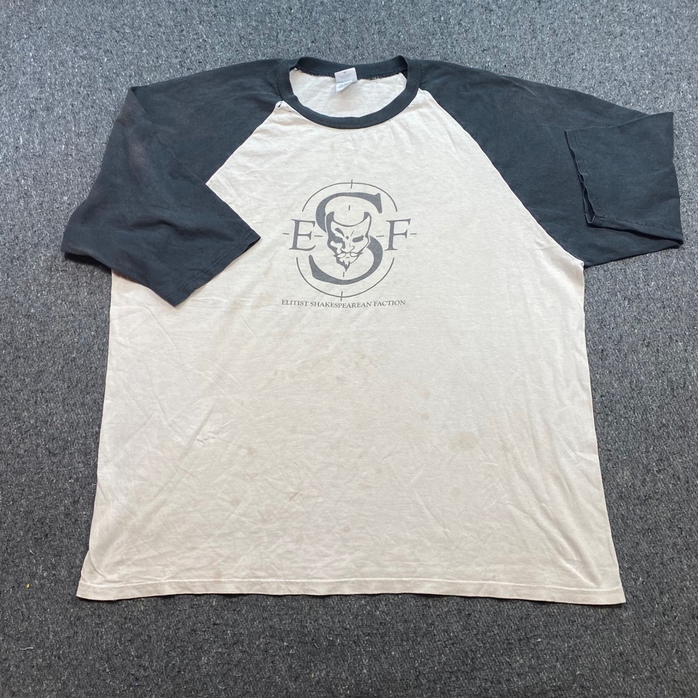 Elitist Shakespearean Faction Raglan Sz 2X Mens Black White Grunge Skater TShirt
